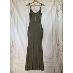 Skims Soft Lounge Long Slip Dress Sleeveles In Oak Size M NWT $80